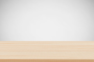     Empty wood table top on gray background, Used for display or montage your products.