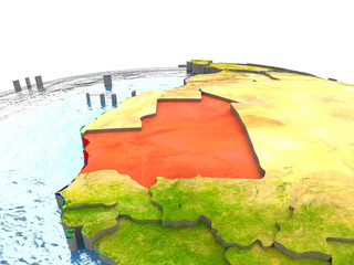 Mauritania on Earth in red