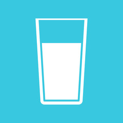 Glass of water icon on blue background, flat design style. Vector illustration eps 10.
