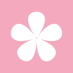 Plumeria (frangipani) flower icon on pink background, flat design style. Vector illustration eps 10.