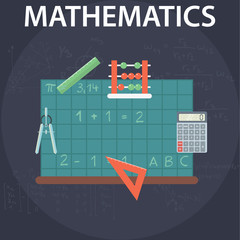 Set of flat design illustration concepts for mathematics. Education and knowledge ideas. Mathematic science. Concepts for web banner and promotional material