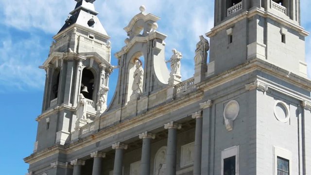 Almudena Church, Cathedral of Madrid, Time Lapse, Spain, 4k
