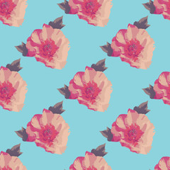 Bouquet of pink Peony flowers. Seamless pattern