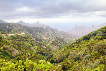Fototapeta na wymiar Anaga landscape in the northeastern tip of Tenerife covered with