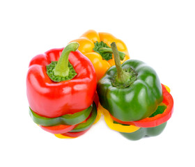 Sliced bell pepper isolated on white background