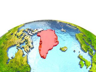Greenland on Earth in red