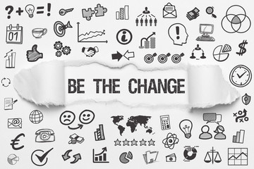 Be the Change / weißes Papier mit Symbole