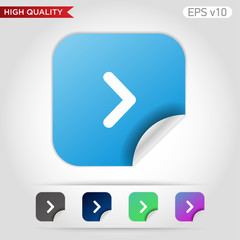 Colored icon or button of right arrow symbol with background