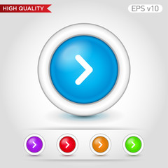 Colored icon or button of right arrow symbol with background