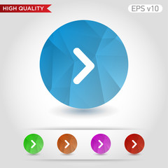 Colored icon or button of right arrow symbol with background