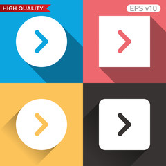 Colored icon or button of right arrow symbol with background