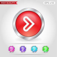Colored icon or button of right arrow symbol with background