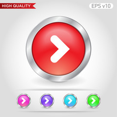 Colored icon or button of right arrow symbol with background