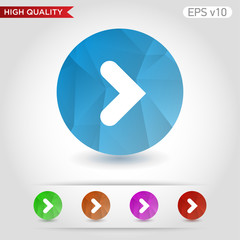 Colored icon or button of right arrow symbol with background