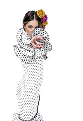 Portrait of young Flamenco dancer in beautiful dress