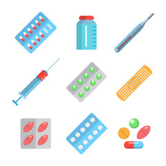 Collection of medical icons. Vector illustration on whi
