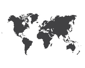 Blank Grey similar World map isolated on white background.