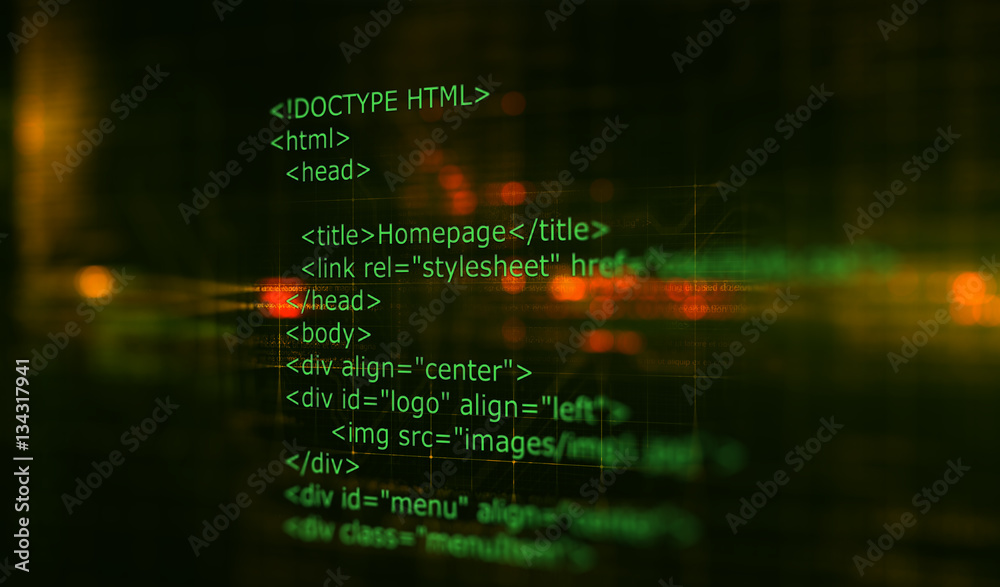 Aufkleber HTML code programming software background/Programming code abstract technology background of software developer and Computer script