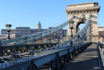 Acrylic prints Széchenyi Chain Bridge Budapest. Széchenyi chain bridge and National gallery