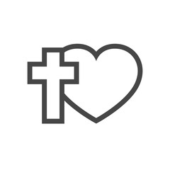 Obraz premium Heart and Christian cross. Vector illustration.