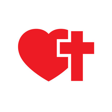 Heart and Christian cross. Vector illustration.