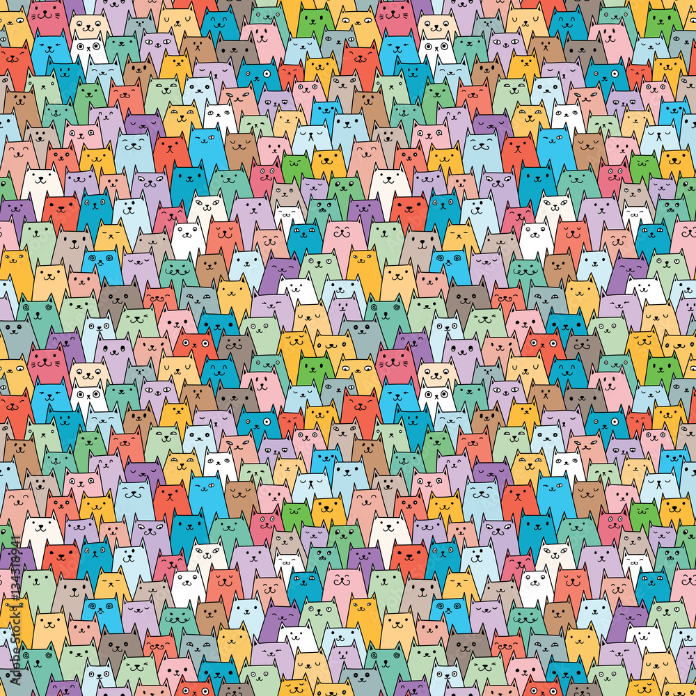 Poster cats seamless vector pattern