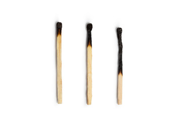 Matches isolated on white background. Closeup shot.