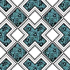 Seamless vector decorative hand drawn pattern. ethnic endless background with ornamental decorative elements with traditional etnic motives, tribal geometric figures.