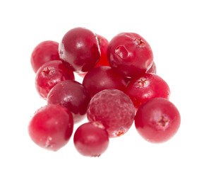 fresh cranberries on a white background