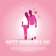 Valentine Day Gift Card Holiday Love Heart Shape Flat Vector Illustration