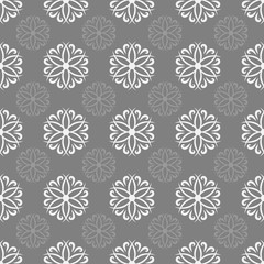 Flowers and curls. Seamless pattern. Simple repetitive pattern.