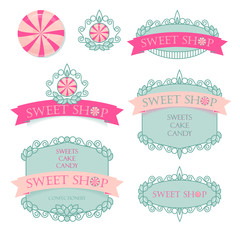 Sweet Shop. icon, trademark, signboard. Confectionery. Vector