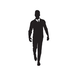 Business Man Black Silhouette Making Step Forward Full Length Over White Background Vector Illustration