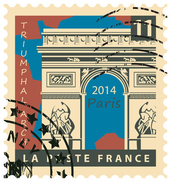 stamp with the image of the Paris Triumphal Arch