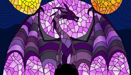Naklejka premium Dragon stained glass digital art