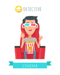 Detective Story. Man in Cinema Seat Entertainment