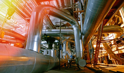 Industrial zone, Steel pipelines, valves and pumps