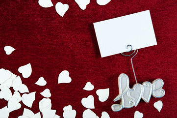 Greeting Cards of Love On a background of red and white heart.