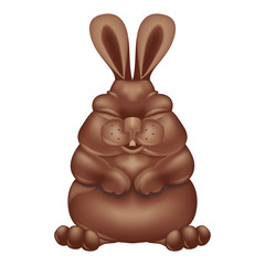 Funny chocolate easter bunny isolated on white background.
