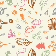 Hand drawn seamless romantic floral pattern