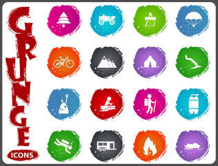 Active recreation icons in grunge style