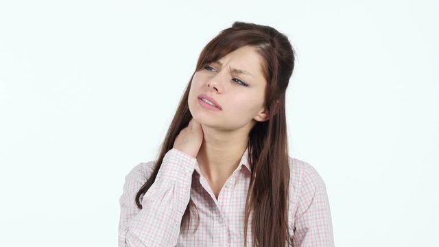 Tired Young Girl with Neck Pain