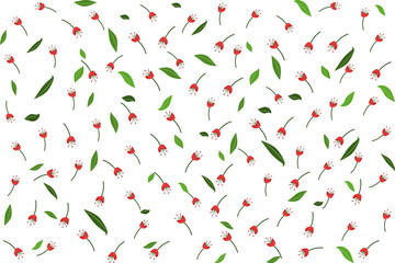 Red flower and green leaves seamless pattern for your wallpaper