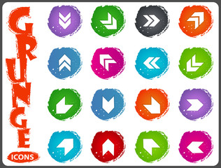 Arrows icons set in grunge style