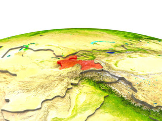 Tajikistan on Earth in red