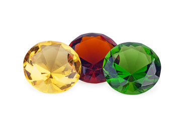 Three gems (emerald, ruby and yellow topaz)