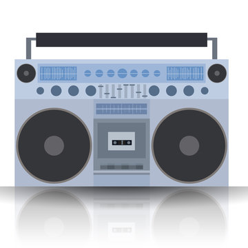 Vector flat illustration Boombox. Cassette recorder. Vector element for your creativity