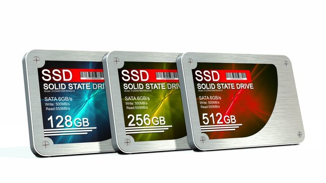 set of SSD drive - State solid drives isolated on white background