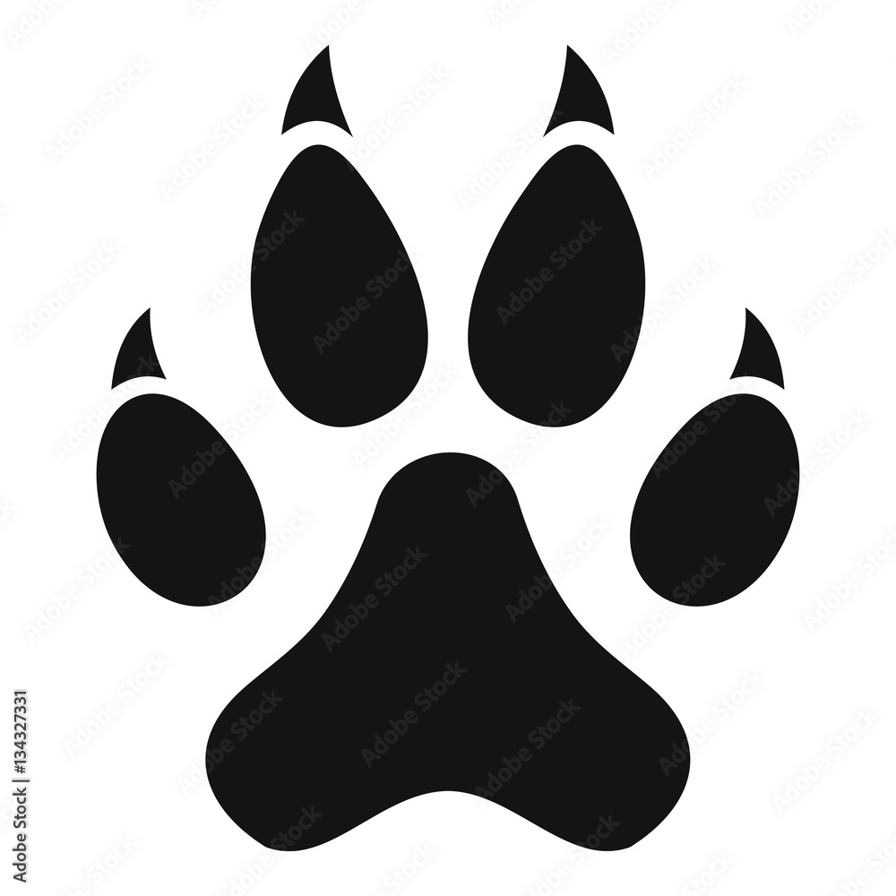 Wall mural cat paw icon, simple style