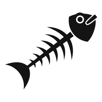 Fish bone icon, simple style